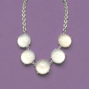 Fabulous White Pearlescent Moonglow Disc Necklace Statement Piece